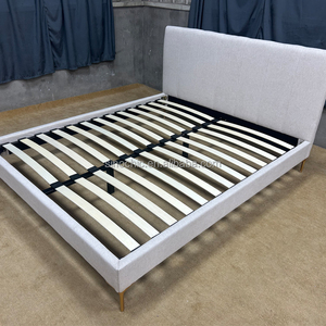 Cama Moderna Tapizada con Base de Plataforma Tamaño <span class=keywords><strong>Queen</strong></span>, Cabecera Acolchada y Fácil Montaje - Product Image 1