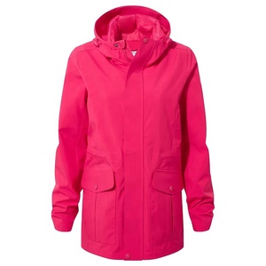Bright <b>Pink</b> Women's Hooded <b>Jacket</b> <b>Waterproof</b> Outdoor Coat with Pocket for Hiking Travel Women Rain <b>Jacket</b> - Product Image 1