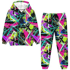 Conjunto Deportivo Unisex con Capucha y Estampado Geométrico, Manga Larga, Corte Holgado, Estilo Urbano, Transpirable, Cintura Elástica, Bolsillos Laterales - Product Image 6