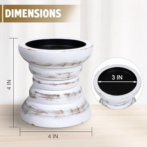 Pine Wood Hurricane Pedestal <b>Candle</b> Holder Handmade Square Design with Whitewashed Weathered Finish Home Decor Wholesale - Product Image 3