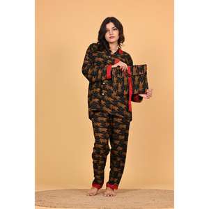 Conjunto de Pijama de Verano para Mujer, Hecho a Mano, de Polycrape, con Estampado Indio, Suave, Transpirable, para Todas las Temporadas, Elegante Ropa de Dormir - Product Image 6