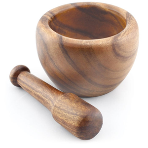Mortero y Pilón de Madera Tradicional, Molinillo Ecológico de Cocina, Triturador Manual de Especias de 78 mm - Product Image 4