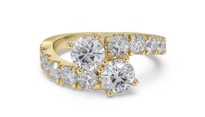 Bague à deux pierres rondes en diamant, sertie sur l'épaule, 0,65 ct, diamant de laboratoire en platine - Product Image 2