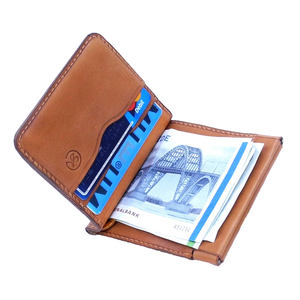 คลิปหนีบเงินหนังแท้สำหรับผู้ชาย กระเป๋าสตางค์แบบบางใส่กระเป๋าหน้า ป้องกัน RFID ที่ใส่บัตรแบบมินิมอล ทำด้วยมือ ทนทาน คุณภาพสูง ผลิตจากวัสดุออร์แกนิค - Product Image 6