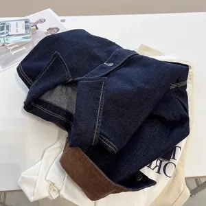 Wholesale 2026 Women's Heavy Embellished Denim <b>Jacket</b> <b>Short</b> Retro Loose Winter Autumn Casual Fashion Coat Button Washed - Product Image 5