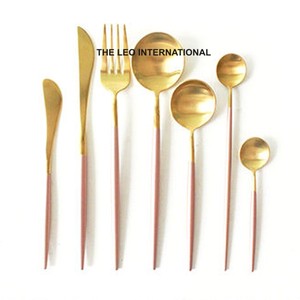 Ensemble de couverts en acier inoxydable plaqué or, 7 pièces, fourchette, couteau, cuillère, vaisselle, ustensiles de cuisine, qualité alimentaire - Product Image 1