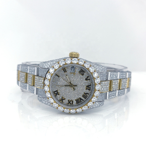 Dos tonos plata y oro amarillo Iced Out marca clásica moissanite diamante reloj Hip Hop tendencia reloj para raperos 2024 - Product Image 1