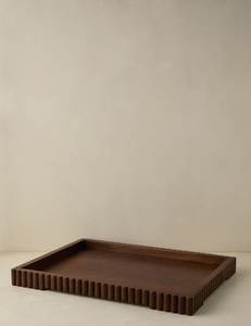 Plateau de service ovale en bois traditionnel, fait main, design minimaliste, en bois massif, pour thé et café - Product Image 5
