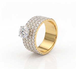 Diamond Engagement <b>Ring</b> Round Brilliant Cut Pave-<b>Set</b> for Women Lab Grown Diamonds - Product Image 2