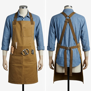 Premium 420 GSM Cotton Denim Barber <b>Apron</b> <b>Black</b> Utility Panel Design Custom Print Embroidery Logo Leather Barber <b>Apron</b> - Product Image 4