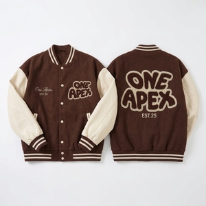 Premium <b>Brown</b> letterman <b>Jacket</b> Custom Letterman <b>Jacket</b> Streetwear Bomber <b>Jacket</b> With Embroidered Custom Logo - Product Image 1