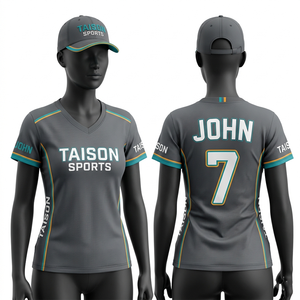 Premium 160 GSM polyester mesh women work wear t shirt breathable quick dry grey teal contrast <b>panel</b> heat transfer logo custom - Product Image 1