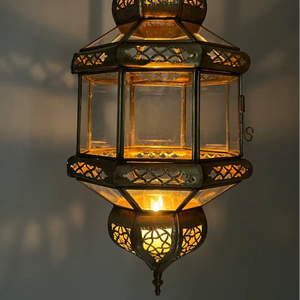 โคมไฟแขวนแบบโมร็อกโก โคมไฟทองเหลืองโบราณ โคมไฟแขวนโลหะวินเทจ โคมไฟตกแต่งสำหรับเดือนรอมฎอน ของตกแต่งบ้านสไตล์อิสลาม - Product Image 2