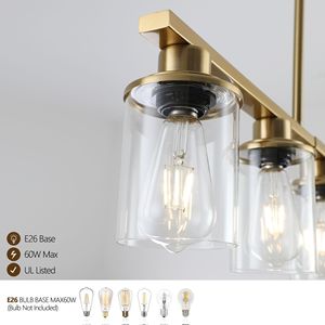 Moderno lampadario a sospensione a 5 luci in vetro trasparente con struttura in metallo dorato lampada a soffitto sospesa per sala da pranzo - Product Image 6