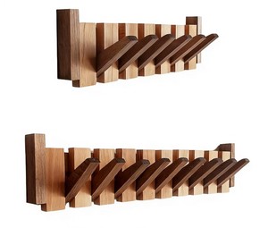 Perchero Moderno de Madera Maciza, Plegable y Independiente, con 10 Ganchos, Ahorra Espacio, Fácil de Montar, para Recibidor, Sala de Estar o Dormitorio - Product Image 1