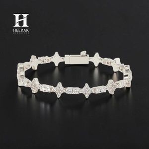 Bracelet tennis de luxe en or blanc 14 carats, motif étoile, avec maillons diamantés en étoile à quatre branches entièrement pavés, chaîne de mariée élégante - Product Image 1
