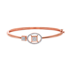 Elegant Rose Gold Geometric Diamond <b>Bangle</b> <b>Bracelet</b> for Women | Modern Circle & Square Diamond <b>Bangle</b> | Minimalist Fine Jewelry - Product Image 2