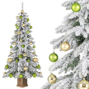<b>6ft</b> Fireproof PVC Material Christmas <b>Tree</b> with 589 Snow Laden Design Branch Tips and 48 Xmas Balls Flocked Christmas <b>Tree</b> - Product Image 1