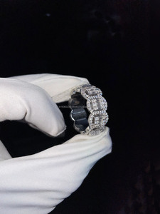 925 Sterling Silver Rhodium Plated Cluster Moissanite Baguette Cut Full Iced Hip Hop <b>Ring</b> for <b>Men</b> for Custom Anniversary Gift - Product Image 5