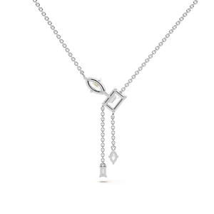 Collar Lariat Estilo Delicado Toi Et Moi, Oro Sólido de 14K, Esmeralda Marquise, Collar con Colgante de Diamante Cultivado en Laboratorio, Collar con Borla de Diamantes - Product Image 5