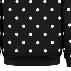 Black <b>White</b> Polka Dot <b>Women</b> Pullover <b>Hoodie</b> Casual Fleece Hooded Sweatshirt Long Sleeve Drawstring Kangaroo Pocket Streetwear - Product Image 5