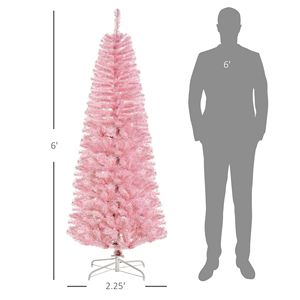 Albero di natale artificiale a matita rosa 6ft con funzione aperta automatica per decorazioni per feste domestiche - Product Image 3