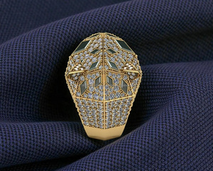 Anillo de compromiso y aniversario de boda de plata de ley 925 con moissanita en forma de flor y cabeza de pantera, chapado en rodio, estilo hip hop, diseño de racimo. - Product Image 3