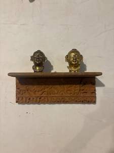 Étagère murale en bois artisanale avec sculpture florale |   Étagère murale multifonctionnelle rustique vintage pour salle de bain et salon - Product Image 4