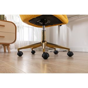 Sedia da Ufficio Moderna per Casa, Altezza Regolabile, Girevole a 360°, in Tessuto Teddy, Gambe in Metallo Dorato, Ruote Universali, Caratteristiche Speciali - Product Image 5