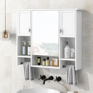 Mobiletto da Bagno Moderno 35 X 28 da Parete con Specchio, Armadietto Portamedicinali e Portasciugamani - Product Image 2