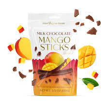 Dark Chocolate Dipped Mango Slices Sweet Tropical Dried Fruit Snack Organic Vietnam Vacuum Packed - Product Image 1