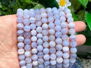 Perles rondes lisses en agate bleue naturelle AA, 3 mm, 4 mm, 6 mm, 8 mm, 10 mm, 12 mm, pierres précieuses en vrac pour la fabrication de bijoux - Product Image 1