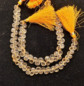 Perles de citrine naturelle facettées en forme de cœur, qualité AAA, 6-7 mm, véritable pierre précieuse, brin de 8,5 pouces, qualité supérieure - Product Image 1