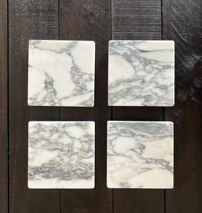 Most Selling Arabescato Corchia <b>Marble</b> Square Coaster <b>Set</b> With Natural Finish For Luxury Home Decor <b>Coffee</b> <b>Table</b> and Drink Use - Product Image 4