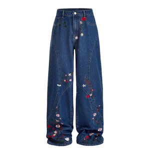 Pantalones Vaqueros de Mezclilla con Color y Diseño Personalizados, Logotipo Bordado, Pantalones Vaqueros para Mujer con Pedrería, Jeans Lavados para Dama - Product Image 5