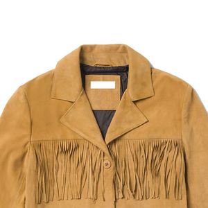 Real Soft Genuine Leather <b>Suede</b> Breathable Windproof Zipper Closure Ladies Western Winter <b>Jacket</b> Fringes Odm Oem Available - Product Image 5
