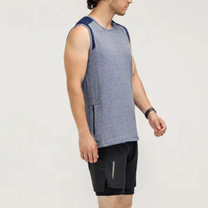 เสื้อกล้ามกีฬาแห้งเร็วสำหรับผู้ชาย รุ่นเฮเธอร์ พร้อมกระเป๋าซิป ระบายอากาศได้ดี เหมาะสำหรับออกกำลังกายและวิ่ง เสื้อแขนกุดสำหรับผู้ชาย - Product Image 4