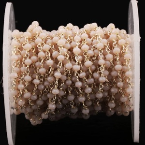 Cadena de Rosario de Perlas Hidrofílicas de Piedra Lunar Melocotón, 3MM 3.5MM, Rollo de Cadena de Perlas Rondelle Bañadas en Plata, 3-50 Pies, Precio al por Mayor, Joyería a Granel - Product Image 1