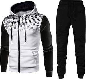 ชุดเซ็ตแทรคสูทสีขาวแดงลายทางแบบ unisex เสื้อฮู้ดและกางเกงขายาว สไตล์ลำลองสำหรับฤดูใบไม้ร่วง แขนยาว มีเชือกผูกกระเป๋า ดีไซน์เรียบง่าย ทรงพอดีตัว - Product Image 5