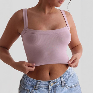 Camiseta de Yoga Acanalada de Alta Elasticidad para Mujer, Talla Grande, Sexy, Ajustada, para Entrenamiento, Elástica en Cuatro Direcciones, Sólida, Corta, Transpirable, de Secado Rápido - Product Image 1