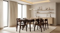 Ensemble de table à manger moderne en noyer, 8 places, rectangulaire, design mi-siècle, adapté aux appartements et hôtels, meubles de maison à assembler