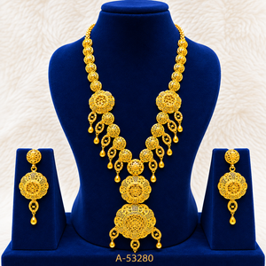 MOLL JEWELLERS Juego de Collar y Pendientes Florales de Aleación de Zinc Chapado en Oro con Circonita para Mujer, Joyería Clásica para Boda A-53280 - Product Image 1
