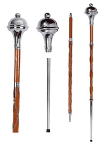 Thistle <b>Rose</b> Enterprises Drum Major Mace Malacca Cane Plain Chrome Ball Head <b>Top</b> Marching Band Baton Musical Accessory - Product Image 2