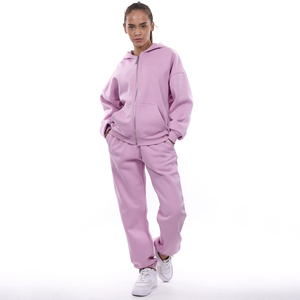 Women hoodie full zip design soft cotton blend fleece interior adjustable hood long sleeves front pocket <b>comfortable</b> casual wear - Product Image 3