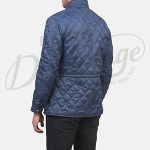 Chaqueta Acolchada Azul Marino para Hombre, Corte Entallado, Acolchado de Diamantes, Abrigo de Invierno con Múltiples Bolsillos y Cuello Ajustable con Hebilla - Product Image 6