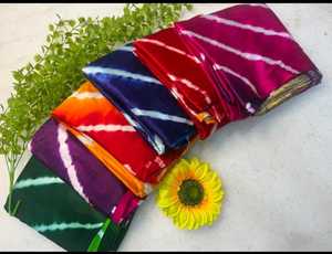 Sari Lehriya de Seda Gajji Pura, Sari de Seda Bandhani de Lujo Teñido a Mano Tradicional de Rajastán - Product Image 3