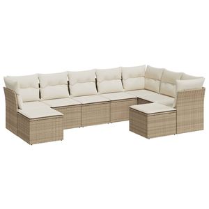 Conjunto de Sofás de Jardín de Ratán PE Beige y Crema con Acero con Recubrimiento en Polvo, Muebles de Exterior Duraderos y Elegantes - Product Image 2