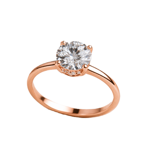 Bague de fiançailles élégante en argent sterling 925 et or 10K 14K avec diamant de laboratoire rond de 2 carats, sertie à griffes, vente en gros - Product Image 3