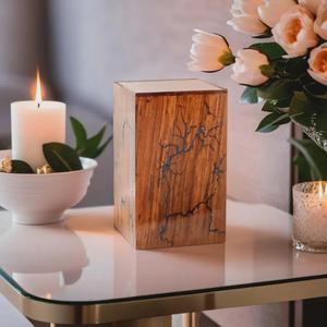 Urna de Resina con Diseño de Olas del Océano, Hecha a Mano, Caja Conmemorativa de Madera de Teca - Product Image 6