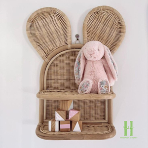 Étagère murale en rotin écologique faite à la main, design lapin, organisateur de rangement en osier naturel pour chambre d'enfant, chambre des enfants, maison durable - Product Image 2